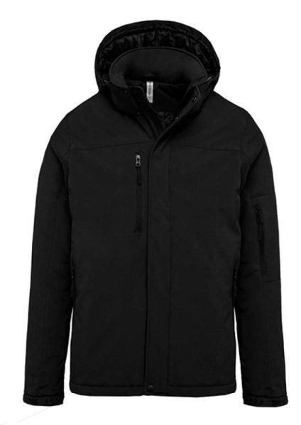 Férfi kapucnis, bélelt softshell kabát, Kariban KA650, Black-S