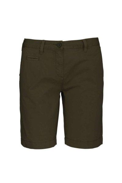 Női használt hatású pamut bermuda, Kariban KA753, Washed Light Khaki-36