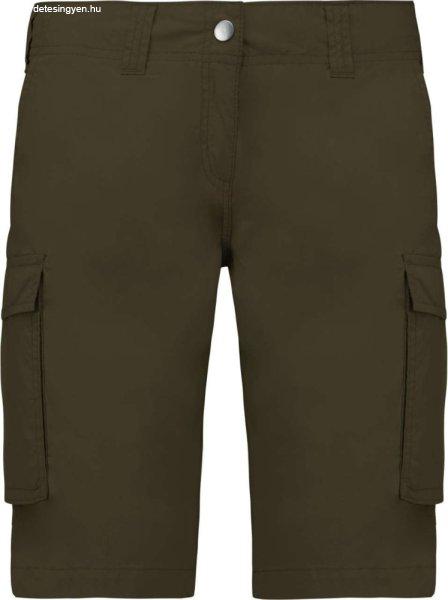 Női pamut bermuda sok zsebbel, Kariban KA756, Light Khaki-42