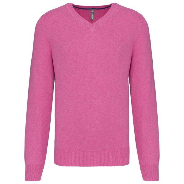 Férfi prémium V-nyakú pulóver, Kariban KA982, Candy Pink Heather-S