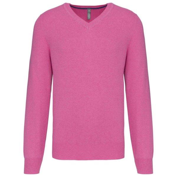 Férfi prémium V-nyakú pulóver, Kariban KA982, Candy Pink Heather-XL