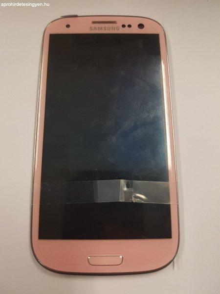 Samsung I9300 Galaxy S3 rózsaszín/pink gyári LCD + érintőpanel kerettel