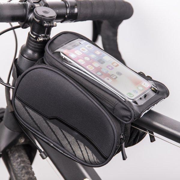 Univerzális biciklis táska, vázra rögzíthető, fekete, vízálló