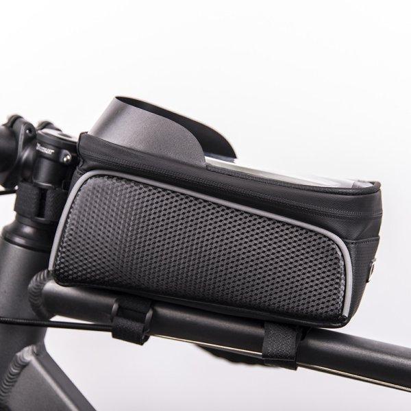 Univerzális biciklis táska, vázra szerelhető, PU + TPU, fekete, vízálló,
Model02