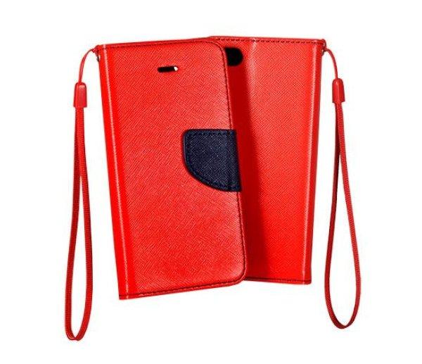 Huawei Y6 II telefon tok, könyvtok, oldalra nyíló tok, mágnesesen záródó,
piros-sötétkék, Fancy