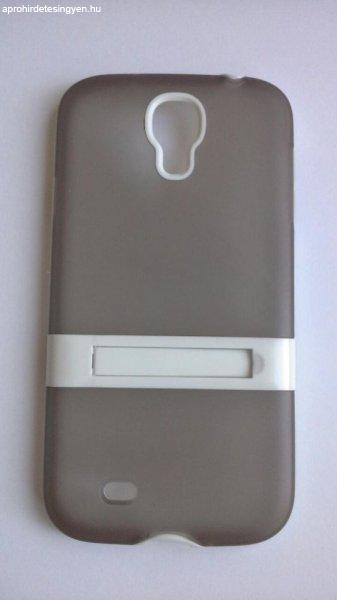 Samsung i9500 i9505 i9506 i9515 Galaxy S4 szürke-fehér kitámasztható hátlap
tok