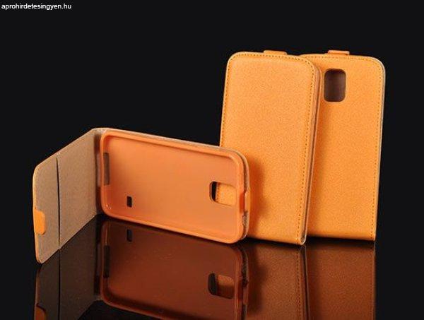 Sony Xperia M4 Aqua E2303 narancssárga szilikon keretes vékony flip tok