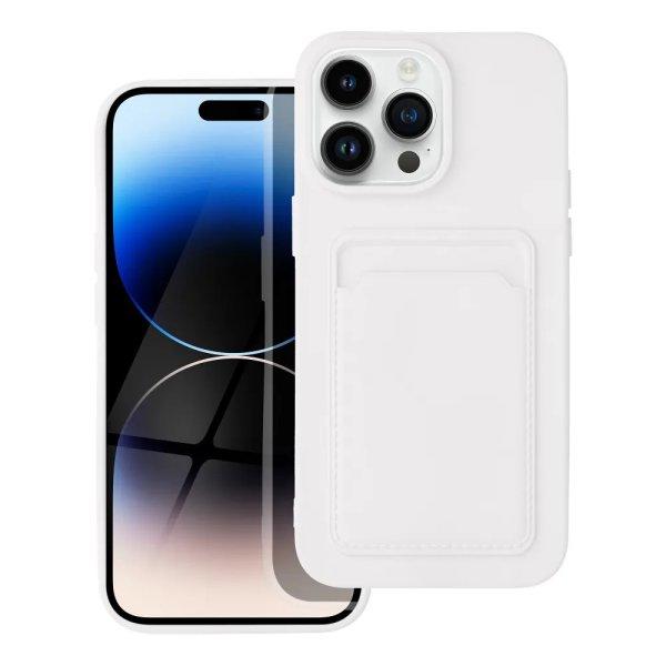 iPhone 14 Pro Max (6,7") szilikon tok, hátlap tok, bankkártya tartós,
fehér, Card