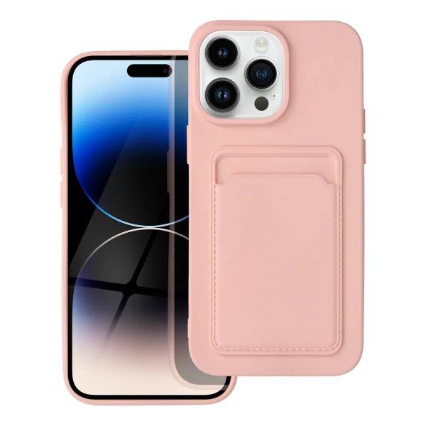 iPhone 14 Pro Max (6,7") szilikon tok, hátlap tok, bankkártya tartós,
rózsaszín / barackvirág, Card