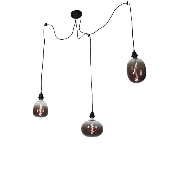 Függesztett lámpa fekete 3 fényű, LED mix füstszabályozással - Cava Luxe