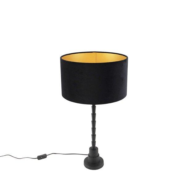 Art deco asztali lámpa bársony árnyalatú fekete 35 cm - Pisos