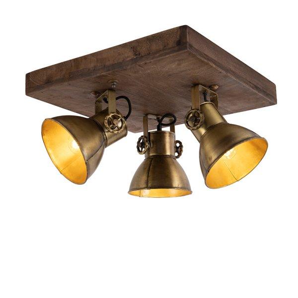 Mennyezeti lámpa bronz fával 3 fényű - Mangó