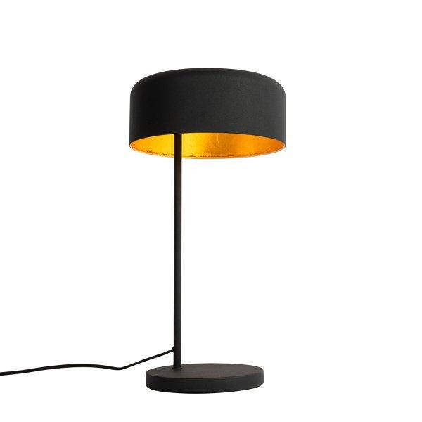 Retro asztali lámpa fekete, arany belsővel - Jinte