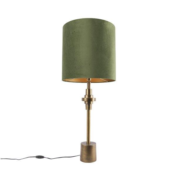 Asztali lámpa bronz bársony árnyalatú zöld 40 cm - Diverso