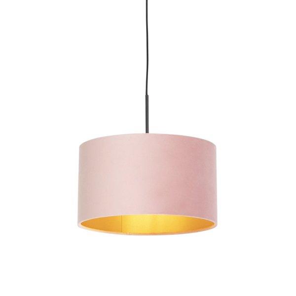 Lógó lámpa velúr árnyalatú rózsaszínrel, arannyal 35 cm - Combi