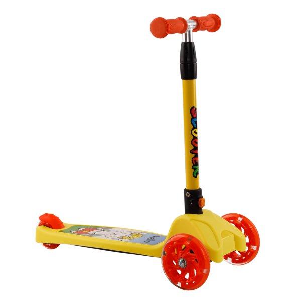 Gyerek roller, LED kerekek, alumínium/műanyag,
sárga/narancssárga, LAOMA