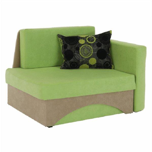 Kanapé fotel ágyfunkcióval, zöld+bézs színű,
jobb oldali kivitel, KUBOS