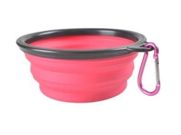Latex hordozható etető és itató tál kutyáknak (350ML) rózsaszín