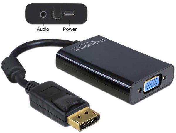 DeLock Displayport 1.1 Apa to VGA 15 pin Anya + audio + power Fekete adapter
65439