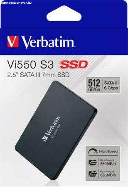 SSD (belső memória), 512GB, SATA 3, 500/520MB/s, VERBATIM 
