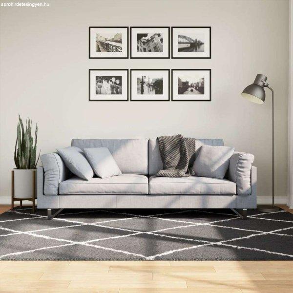 vidaXL fekete és krém hosszú szálú bozontos modern szőnyeg 160 x 230cm