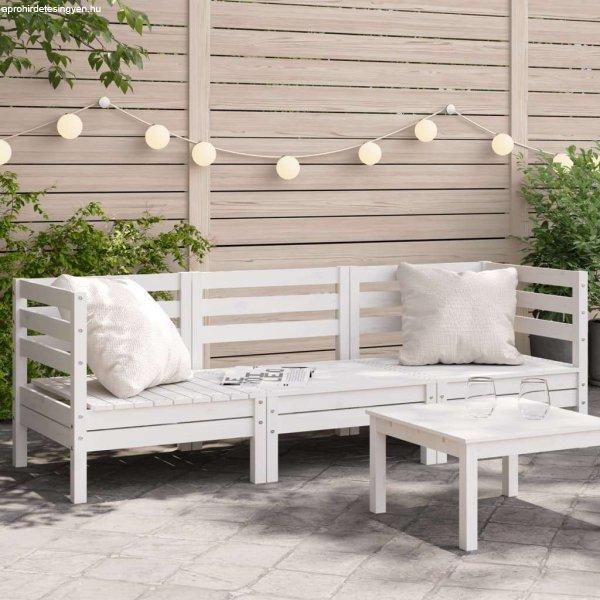 vidaXL fehér háromszemélyes tömör fenyőfa kerti kanapé