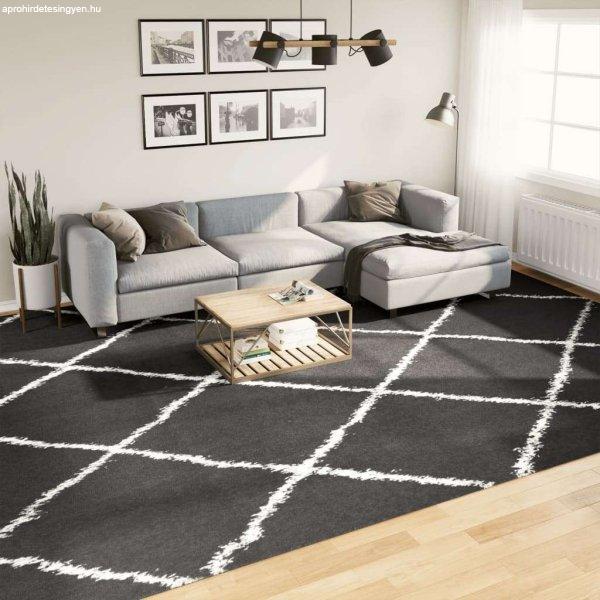 vidaXL fekete és krém hosszú szálú bozontos modern szőnyeg 300 x 400cm