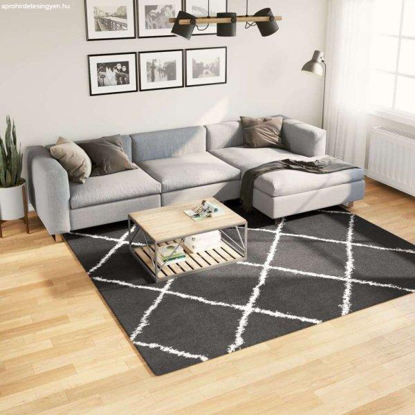 vidaXL fekete és krém hosszú szálú bozontos modern szőnyeg 240 x 240cm