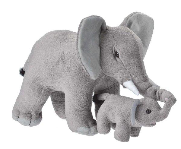 Wild Republic anya és baba elefánt plüss játék, 38 cm, szürke