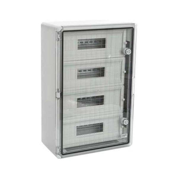 IP65 szürke ABS moduláris doboz, átlátszó ajtó, 2 x 12 modul, 300x400x170
mm - PP3114
