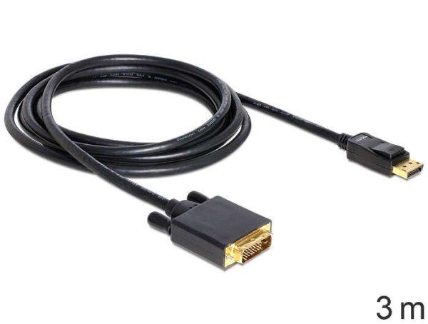 DeLock Cable Displayport 1.3 male > DVI -(24+1) male passive 3m Black 82592