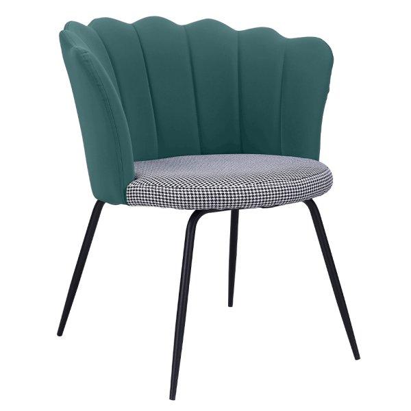 Dizájn fotel, Art-deco, zöld/mintás, ekobőr/szövet,
NELIN