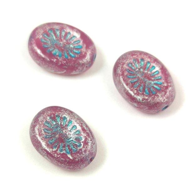 Cseh table cut gyöngy - hosszában fúrt ovális - napsugár - Pink Opal Milky
Silver Blue -14x10mm