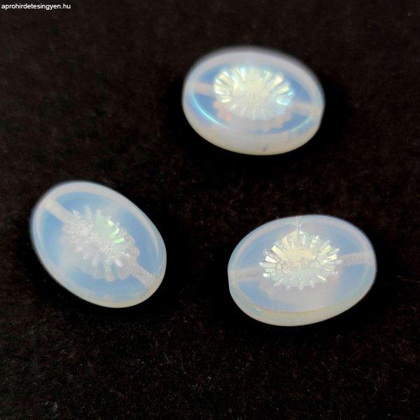 Cseh table cut gyöngy - hosszában fúrt ovális - napsugár - Opal White AB
-14x10mm