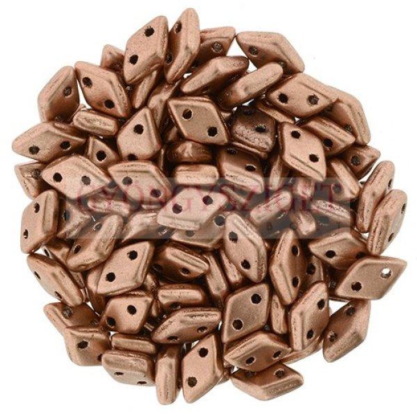 Diamond gyöngy - kétlyukú - Matte Metallic Copper - 4x6mm