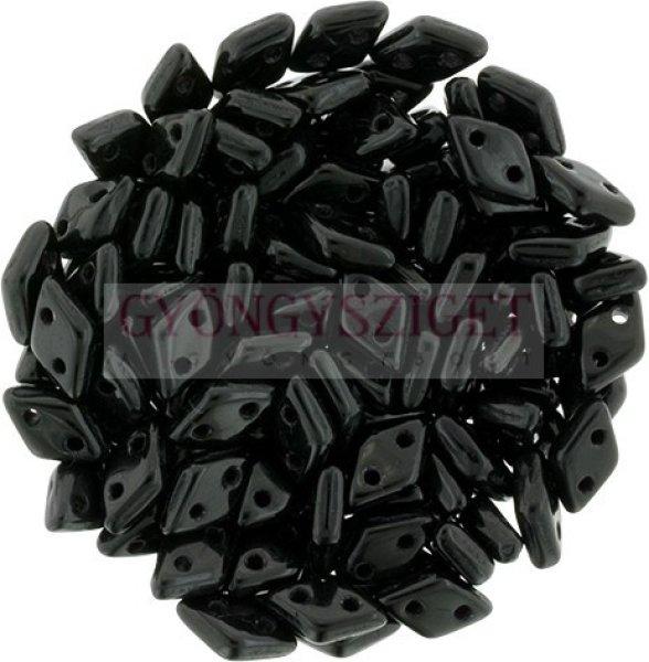 Diamond gyöngy - kétlyukú - Opaque Black - 4x6mm