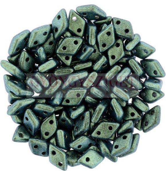 Diamond gyöngy - kétlyukú – Jet Polichrome Aqua Teal – 4x6mm