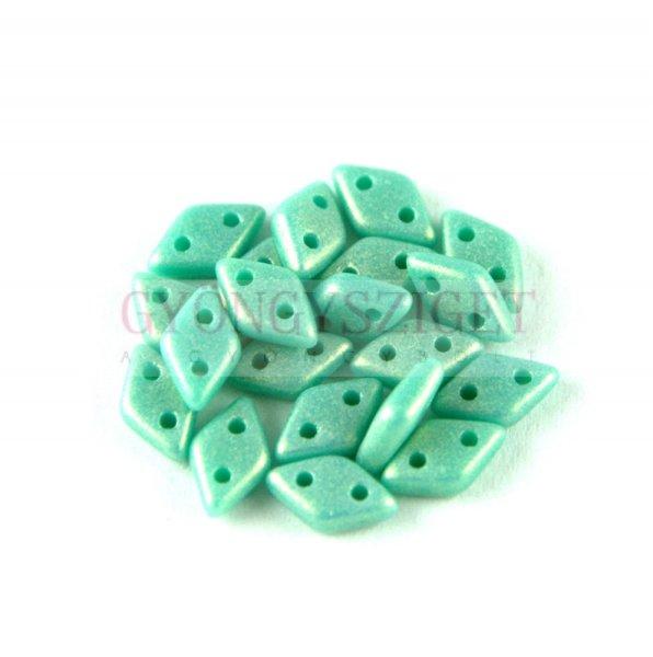 Diamond gyöngy - kétlyukú - Sueded Gold Turquoise Green - 4x6mm