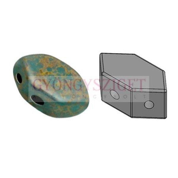 Paros® par Puca®gyöngy - Opaque Green Turquoise Bronze - 7x4mm