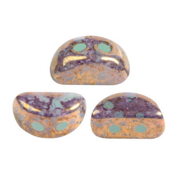 Kos® par Puca®gyöngy - Green Aqua Opal Bronze - 3x6mm