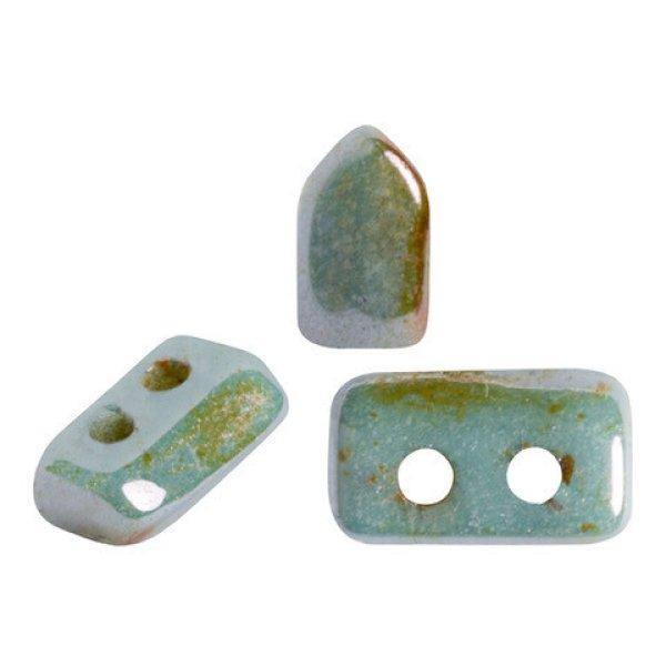 Piros® par Puca®gyöngy - Opaque Blue Green Ceramic Look - 2x5 mm