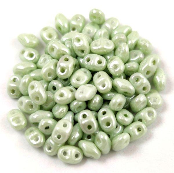 Miniduo gyöngy - White Light Green Luster - 2.5x4mm