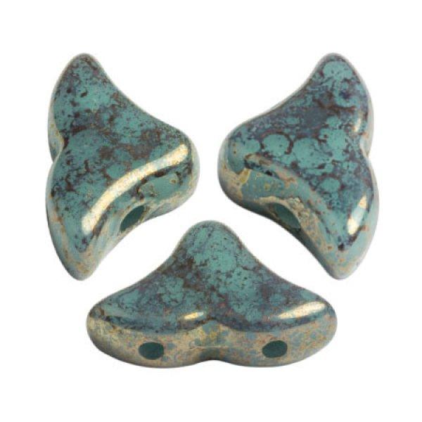 Hélios® par Puca®gyöngy - Opaque Green Turquoise Bronze - 6x10 mm