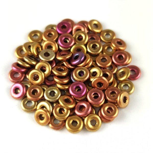 Cseh préselt O gyöngy - O-bead - Metallic Gold Rainbow - 1x4mm