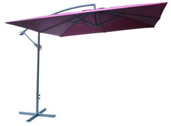 ROJAPLAST 8080 függő napernyő, hajtókarral - bordó - 270 x 270 cm -
vízálló 