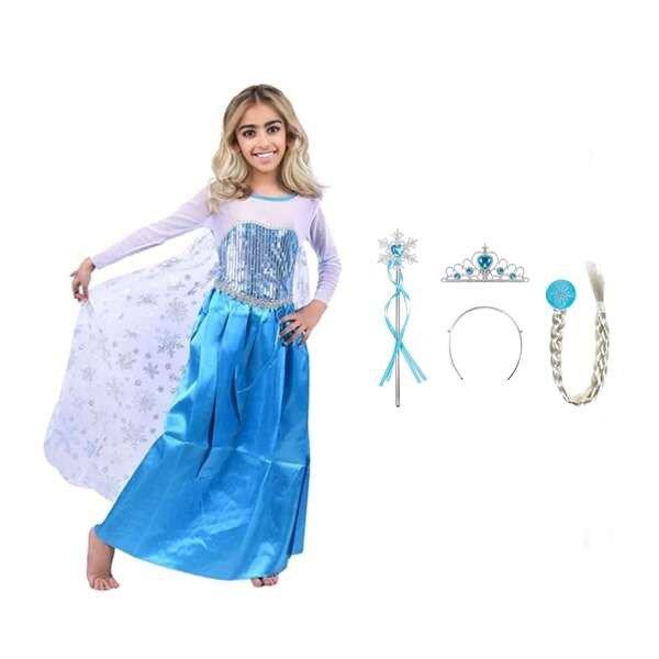 Elsa Frozen ruha és három kiegészítő készlet, IdeallStore®, 5-7 év,
Karnevál