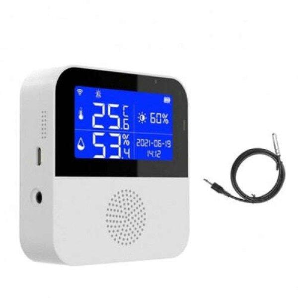 WiFi intelligens termosztát, hőmérséklet és páratartalom - fehér