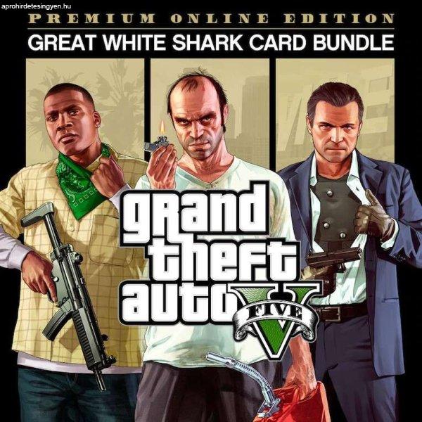 Grand Theft Auto V: Premium Online Edition + Great White Shark Cash Card
($1.500.000) Bundle (Digitális kulcs - PC)