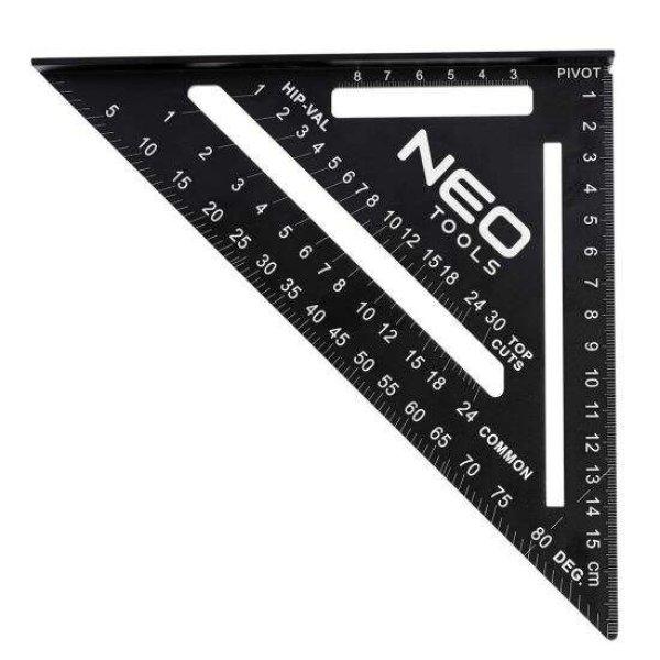 NEO Háromszög vonalzó, asztalos négyzet, alumínium, 15 cm