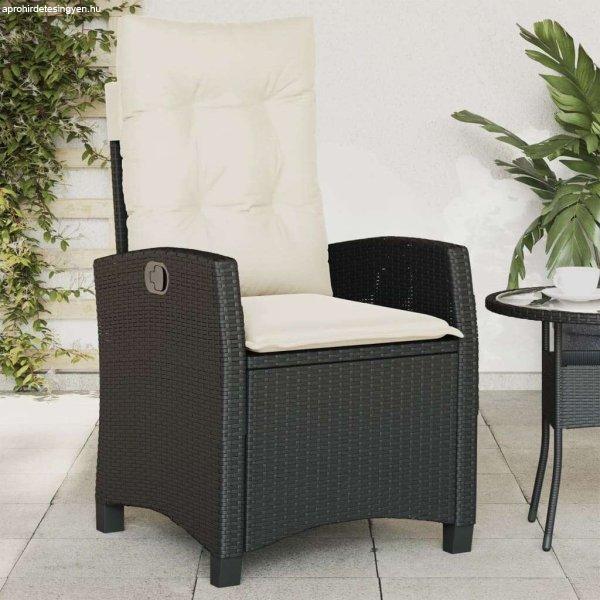 vidaXL fekete polyrattan dönthető kerti szék párnával